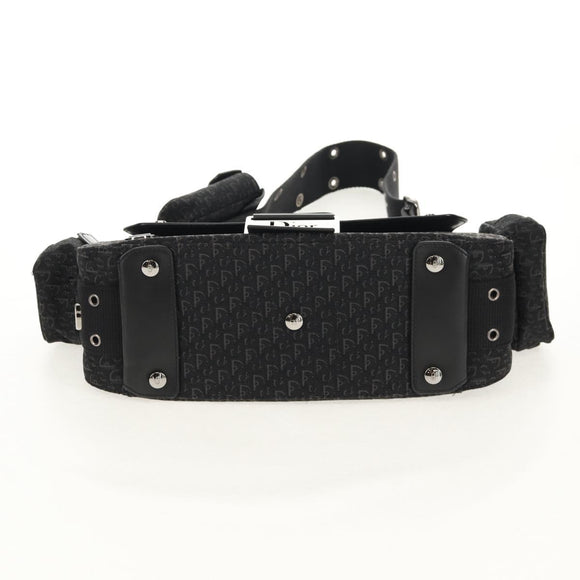 Christian Dior Trotter Canvas Street Chic Shoulder Bag Black Silver Auth am9801V