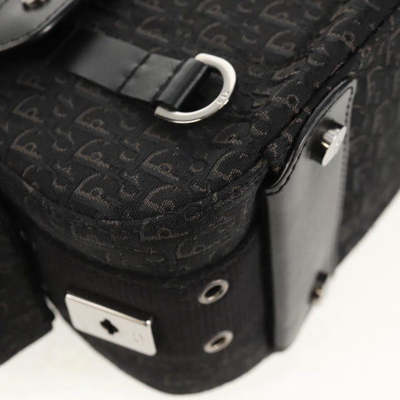 Christian Dior Trotter Canvas Street Chic Shoulder Bag Black Silver Auth am9801V