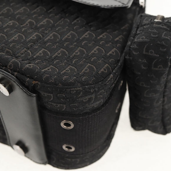 Christian Dior Trotter Canvas Street Chic Shoulder Bag Black Silver Auth am9801V