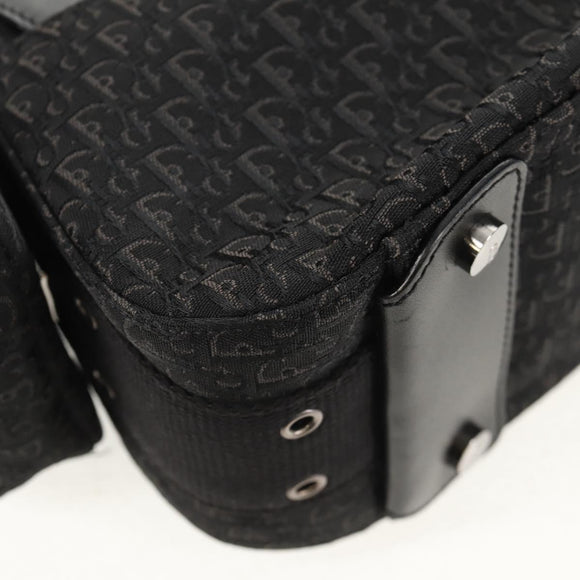 Christian Dior Trotter Canvas Street Chic Shoulder Bag Black Silver Auth am9801V