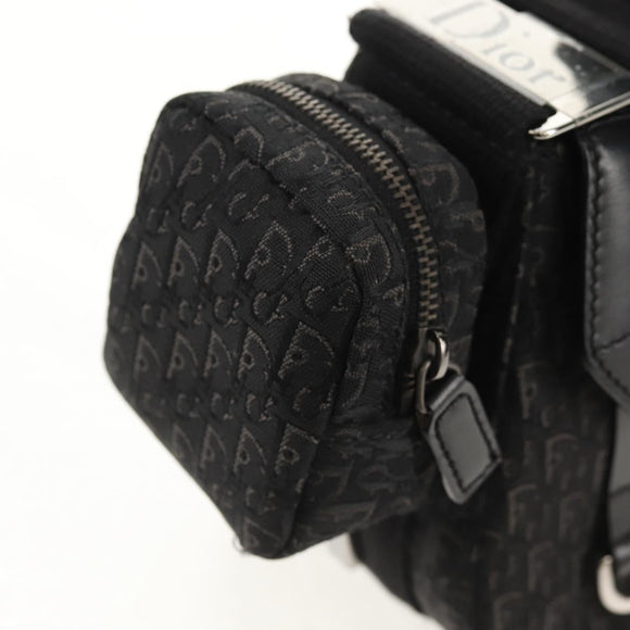 Christian Dior Trotter Canvas Street Chic Shoulder Bag Black Silver Auth am9801V