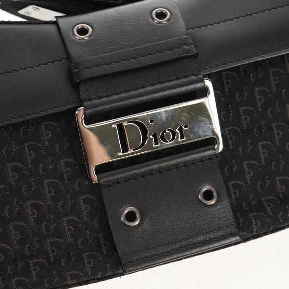 Christian Dior Trotter Canvas Street Chic Shoulder Bag Black Silver Auth am9801V