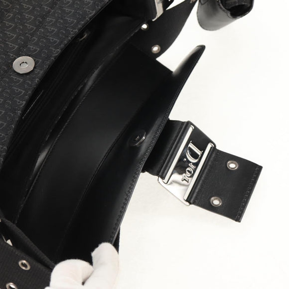 Christian Dior Trotter Canvas Street Chic Shoulder Bag Black Silver Auth am9801V