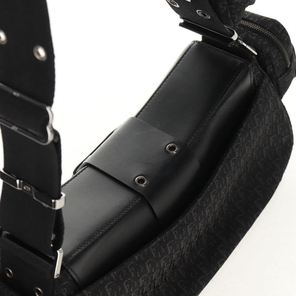 Christian Dior Trotter Canvas Street Chic Shoulder Bag Black Silver Auth am9801V