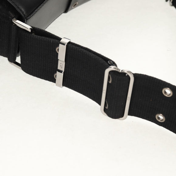 Christian Dior Trotter Canvas Street Chic Shoulder Bag Black Silver Auth am9801V