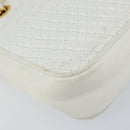 BALLY Chain Shoulder Bag Leather White Gold Auth am9802-14