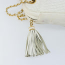 BALLY Chain Shoulder Bag Leather White Gold Auth am9802-17