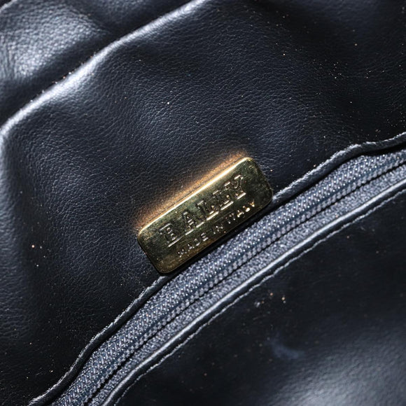 BALLY Chain Shoulder Bag Leather White Gold Auth am9802