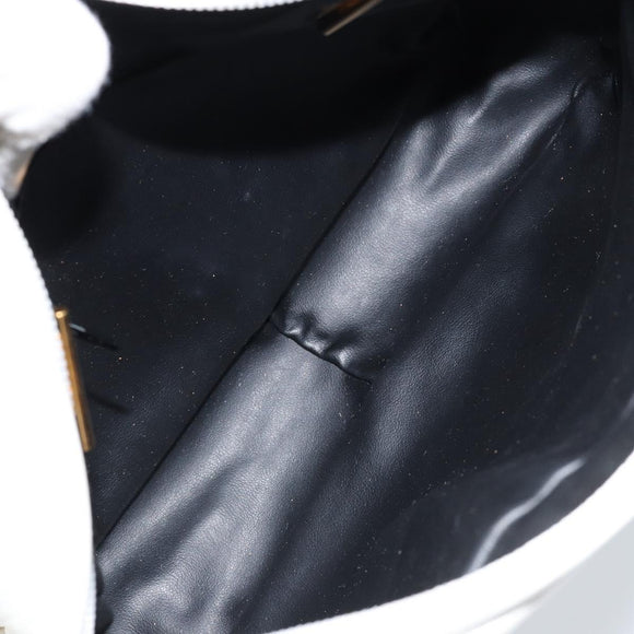 BALLY Chain Shoulder Bag Leather White Gold Auth am9802