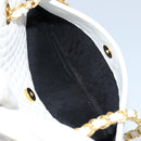 BALLY Chain Shoulder Bag Leather White Gold Auth am9802-21