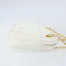 BALLY Chain Shoulder Bag Leather White Gold Auth am9802-3