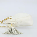 BALLY Chain Shoulder Bag Leather White Gold Auth am9802-4