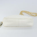 BALLY Chain Shoulder Bag Leather White Gold Auth am9802-5