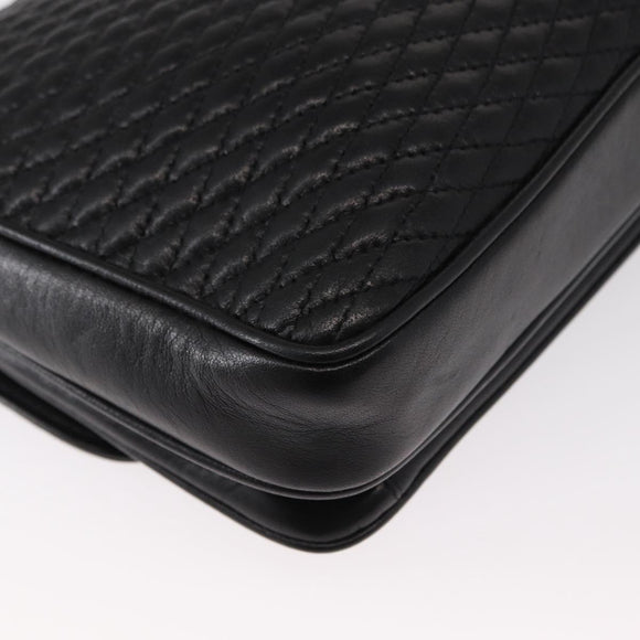 BALLY Chain Shoulder Bag Leather Black Gold Auth am9804