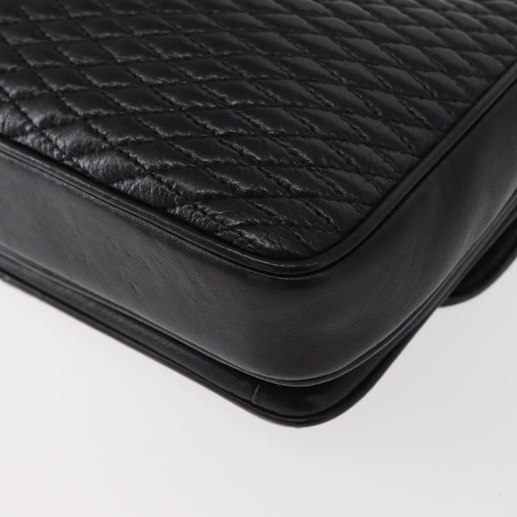 BALLY Chain Shoulder Bag Leather Black Gold Auth am9804