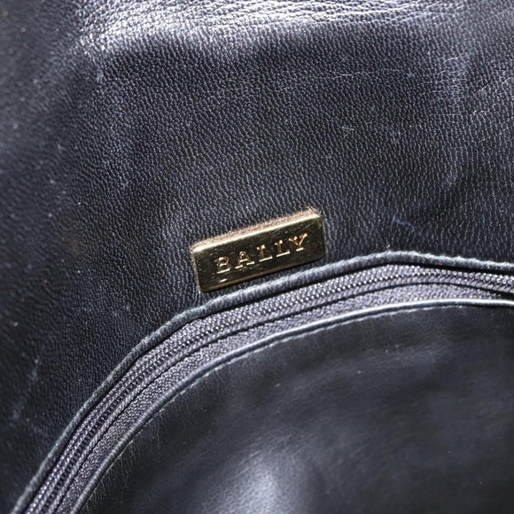 BALLY Chain Shoulder Bag Leather Black Gold Auth am9804
