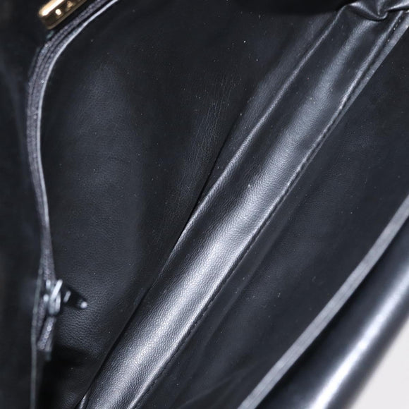 BALLY Chain Shoulder Bag Leather Black Gold Auth am9804