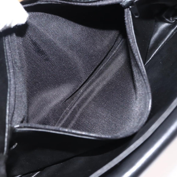 BALLY Chain Shoulder Bag Leather Black Gold Auth am9804