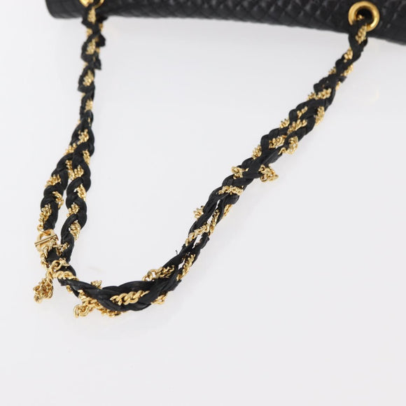 BALLY Chain Shoulder Bag Leather Black Gold Auth am9804