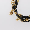 BALLY Chain Shoulder Bag Leather Black Gold Auth am9804-8