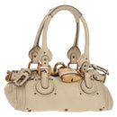 Chloe Paddington Mini Hand Bag Leather Beige Silver gold Auth am9806V-1