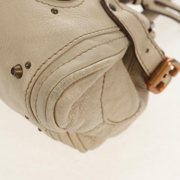 Chloe Paddington Mini Hand Bag Leather Beige Silver gold Auth am9806V