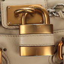 Chloe Paddington Mini Hand Bag Leather Beige Silver gold Auth am9806V-15