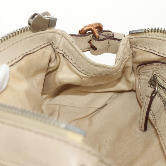 Chloe Paddington Mini Hand Bag Leather Beige Silver gold Auth am9806V