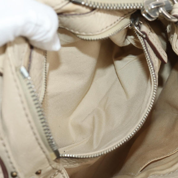 Chloe Paddington Mini Hand Bag Leather Beige Silver gold Auth am9806V
