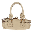 Chloe Paddington Mini Hand Bag Leather Beige Silver gold Auth am9806V-3