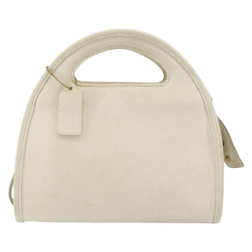 Coach Hand Bag Leather 2way White Gold Auth am9807 - 0