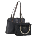 PRADA Christian Dior Hand Bag Nylon PVC 2 Set Black Gold Auth am9808-1