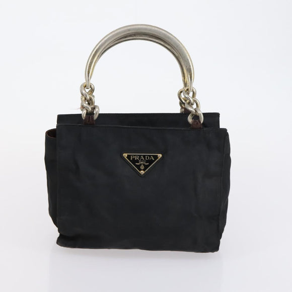 PRADA Christian Dior Hand Bag Nylon PVC 2 Set Black Gold Auth am9808