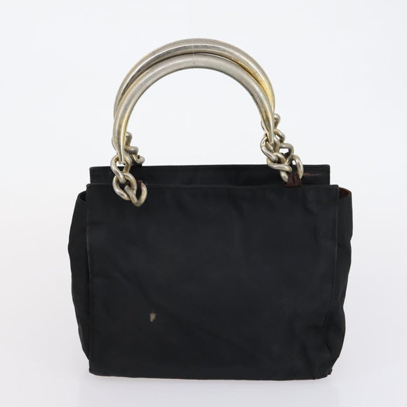 PRADA Christian Dior Hand Bag Nylon PVC 2 Set Black Gold Auth am9808