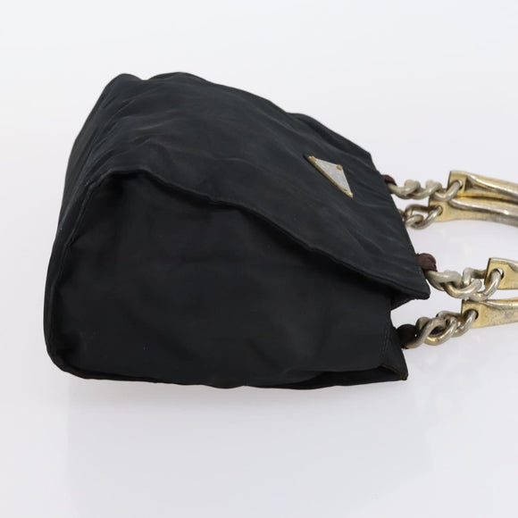 PRADA Christian Dior Hand Bag Nylon PVC 2 Set Black Gold Auth am9808