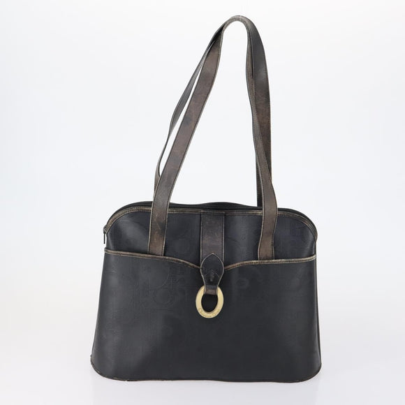 PRADA Christian Dior Hand Bag Nylon PVC 2 Set Black Gold Auth am9808