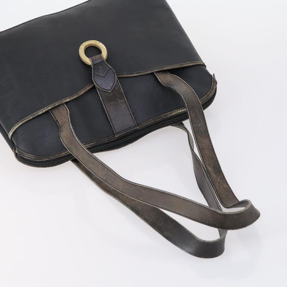 PRADA Christian Dior Hand Bag Nylon PVC 2 Set Black Gold Auth am9808