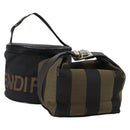 FENDI Pecan Canvas Vanity Pouch 2 Set Black Brown Auth am9810-1