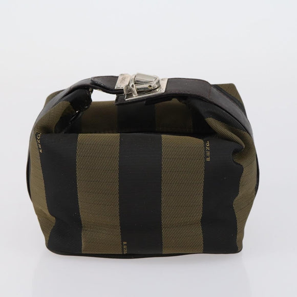 FENDI Pecan Canvas Vanity Pouch 2 Set Black Brown Auth am9810