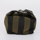 FENDI Pecan Canvas Vanity Pouch 2 Set Black Brown Auth am9810-11