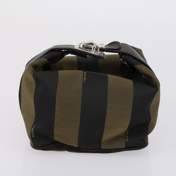 FENDI Pecan Canvas Vanity Pouch 2 Set Black Brown Auth am9810