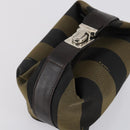 FENDI Pecan Canvas Vanity Pouch 2 Set Black Brown Auth am9810-13