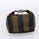 FENDI Pecan Canvas Vanity Pouch 2 Set Black Brown Auth am9810-13