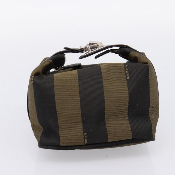 FENDI Pecan Canvas Vanity Pouch 2 Set Black Brown Auth am9810