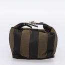 FENDI Pecan Canvas Vanity Pouch 2 Set Black Brown Auth am9810-14