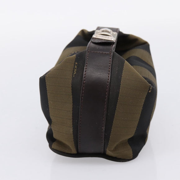 FENDI Pecan Canvas Vanity Pouch 2 Set Black Brown Auth am9810