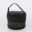FENDI Pecan Canvas Vanity Pouch 2 Set Black Brown Auth am9810-2