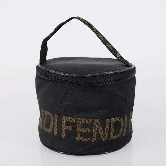 FENDI Pecan Canvas Vanity Pouch 2 Set Black Brown Auth am9810