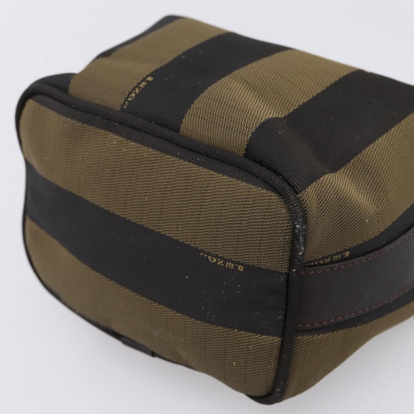 FENDI Pecan Canvas Vanity Pouch 2 Set Black Brown Auth am9810
