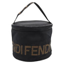 FENDI Pecan Canvas Vanity Pouch 2 Set Black Brown Auth am9810-2